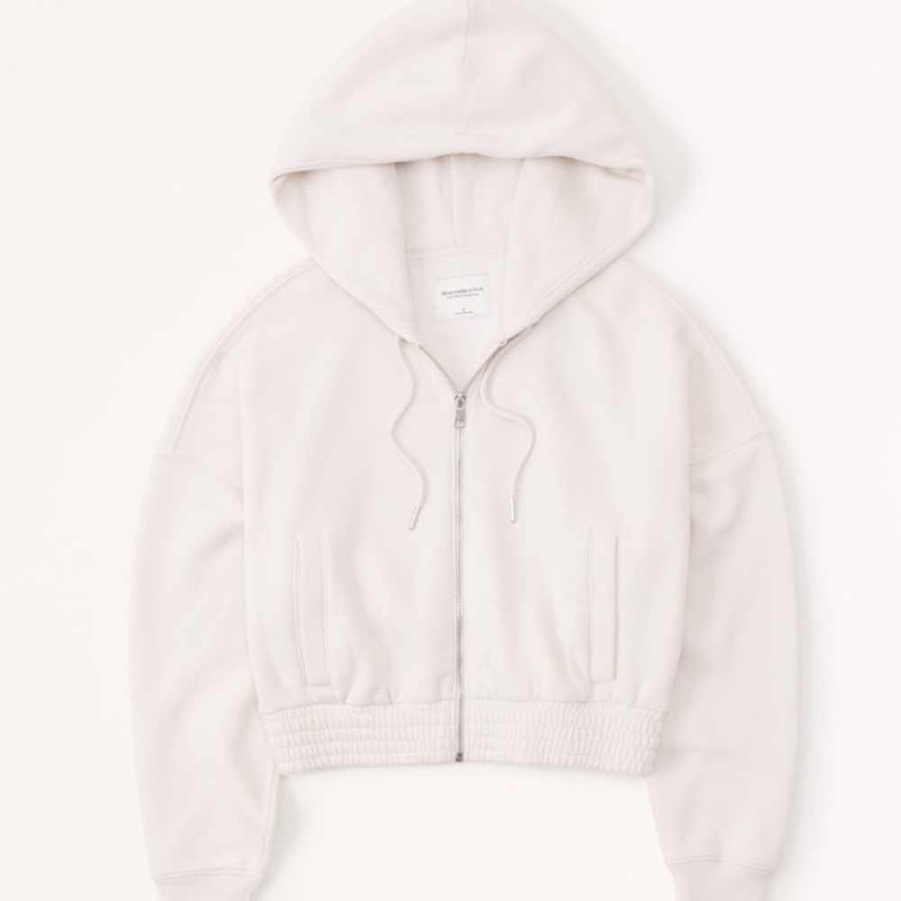 Abercrombie essentials mini Sunday hooded full zip cropped hoodie sweatshirt